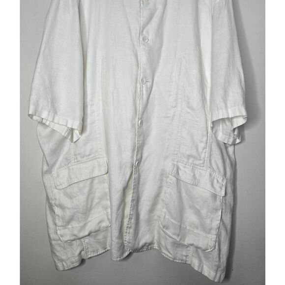 Inserch Men’s Linen Utility Shirt Jacket Size 4XL White Short Sleeve Button Fron - Picture 3 of 6